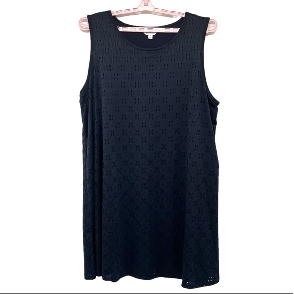 Market & Spruce Stitch Fix Navy Blue Eyelet Trapeze Swing Dress - Picture 1 of 6